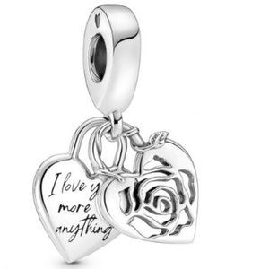 New Pandora Dangle Padlock Rose Heart Charm